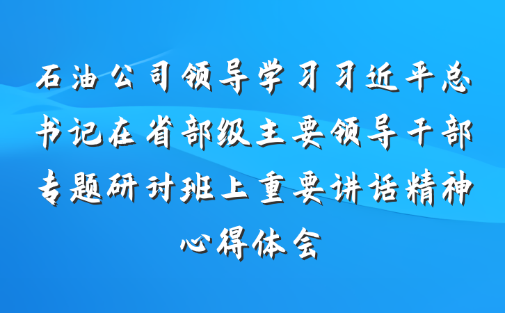 石油公司领导学习习近平总书记在省部级主要领导干部专题研讨班上重要讲话精神心得体会