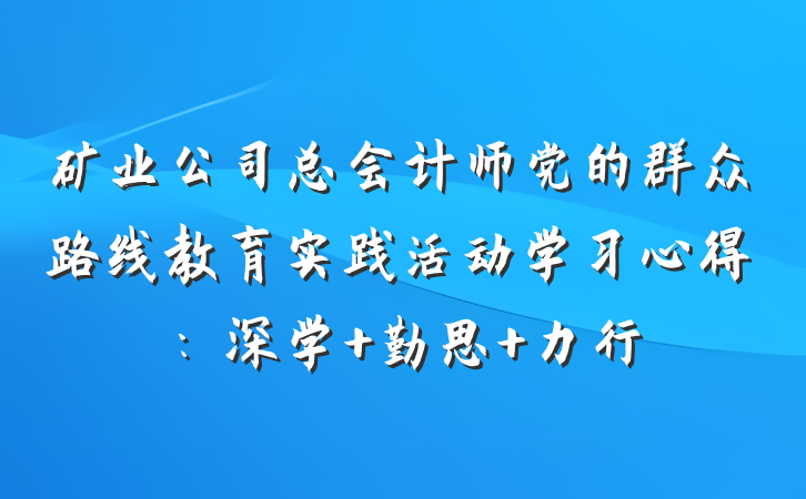 矿业公司总会计师党的群众路线教育实践活动学习心得：深学 勤思 力行