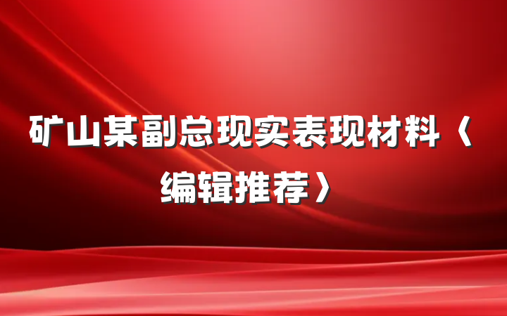 矿山某副总现实表现材料〈编辑推荐〉