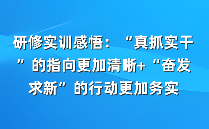 研修实训感悟：“真抓实干”的指向更加清晰 “奋发求新”的行动更加务实