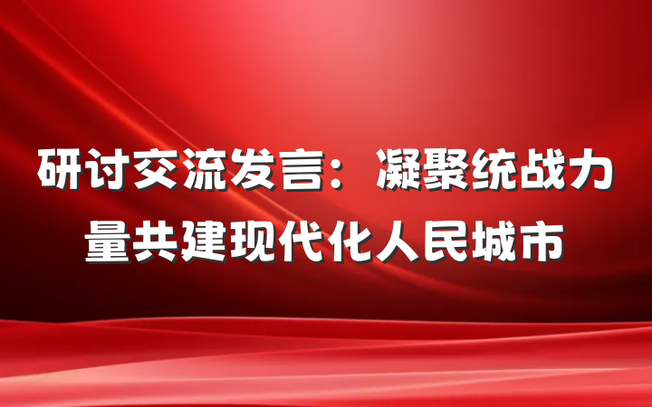 研讨交流发言：凝聚统战力量共建现代化人民城市