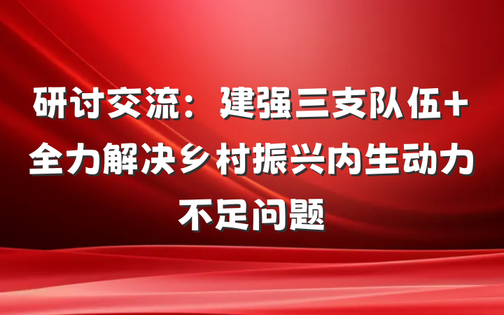 研讨交流：建强三支队伍 全力解决乡村振兴内生动力不足问题