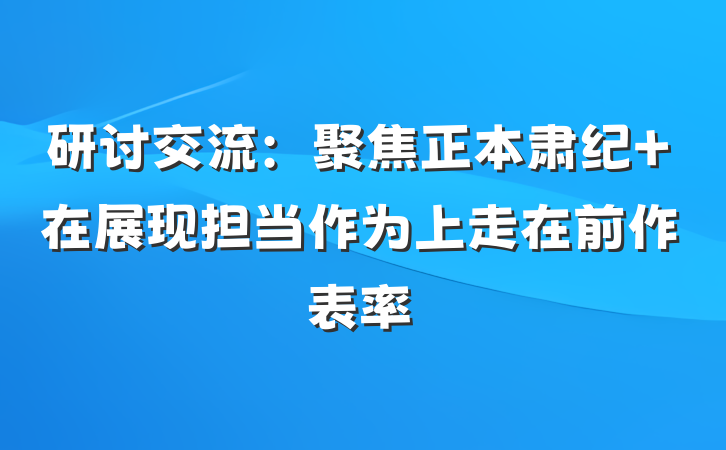 研讨交流：聚焦正本肃纪 在展现担当作为上走在前作表率