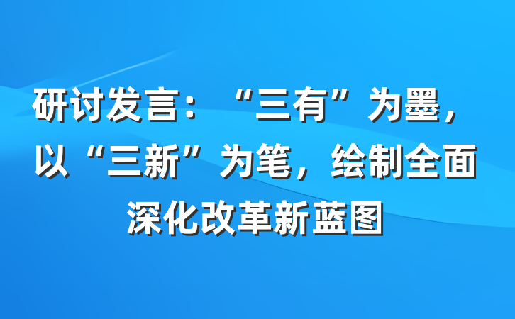 研讨发言：“三有”为墨，以“三新”为笔，绘制全面深化改革新蓝图