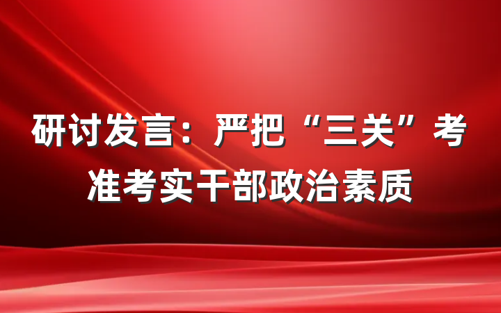 研讨发言：严把“三关”考准考实干部政治素质