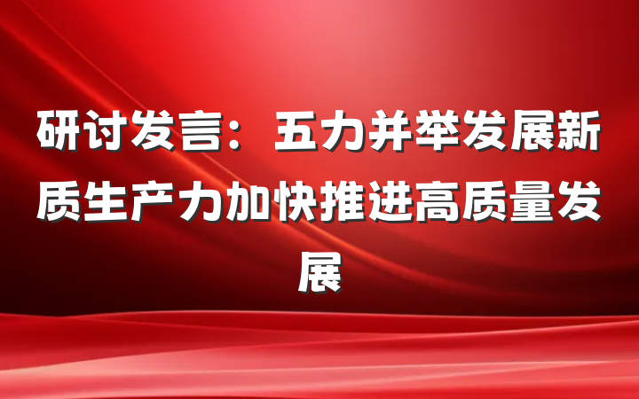 研讨发言：五力并举发展新质生产力加快推进高质量发展