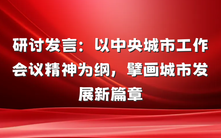 研讨发言：以中央城市工作会议精神为纲，擘画城市发展新篇章