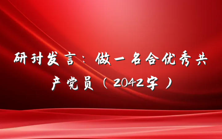 研讨发言：做一名合优秀共产党员（2042字）