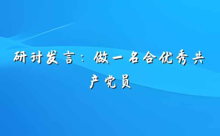 研讨发言：做一名合优秀共产党员