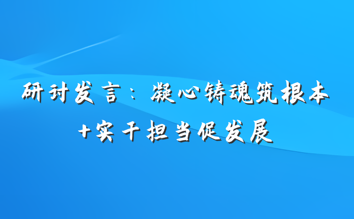 研讨发言：凝心铸魂筑根本 实干担当促发展