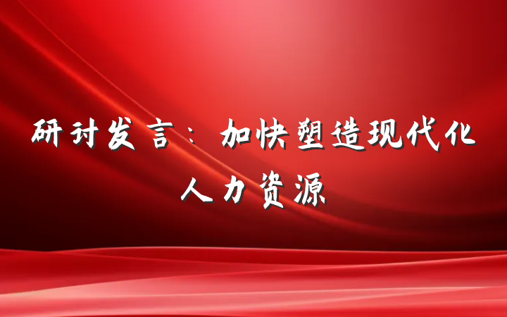 研讨发言:加快塑造现代化人力资源