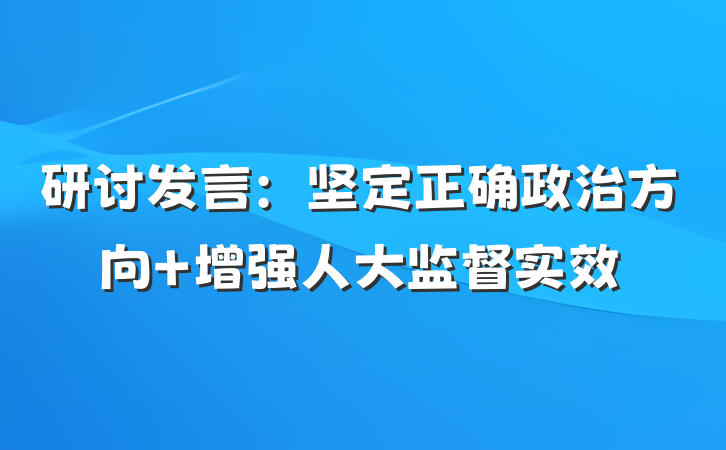 研讨发言：坚定正确政治方向 增强人大监督实效