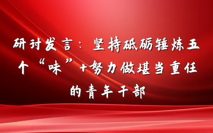 研讨发言：坚持砥砺锤炼五个“味” 努力做堪当重任的青年干部