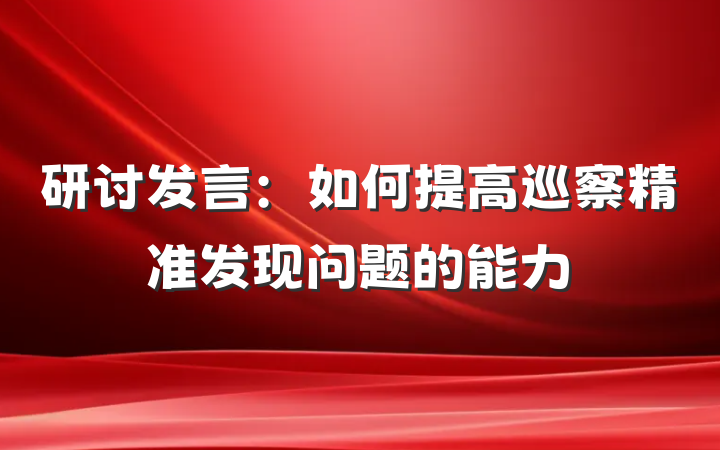 研讨发言：如何提高巡察精准发现问题的能力