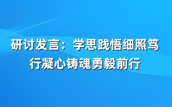 研讨发言：学思践悟细照笃行凝心铸魂勇毅前行