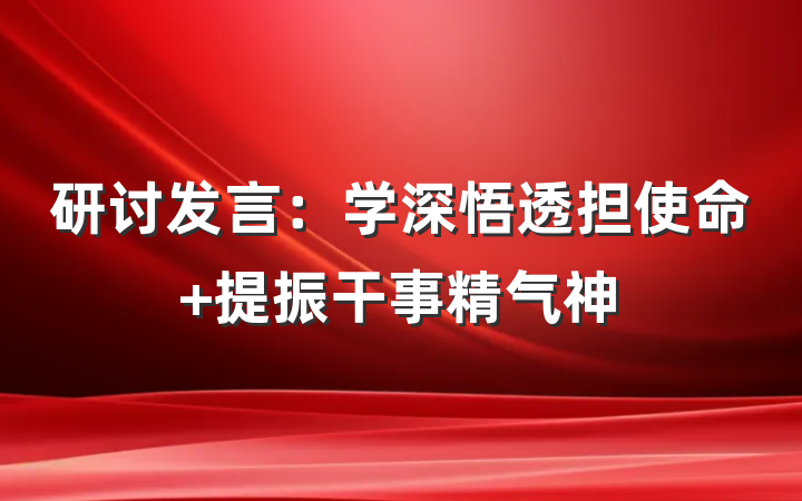 研讨发言：学深悟透担使命 提振干事精气神