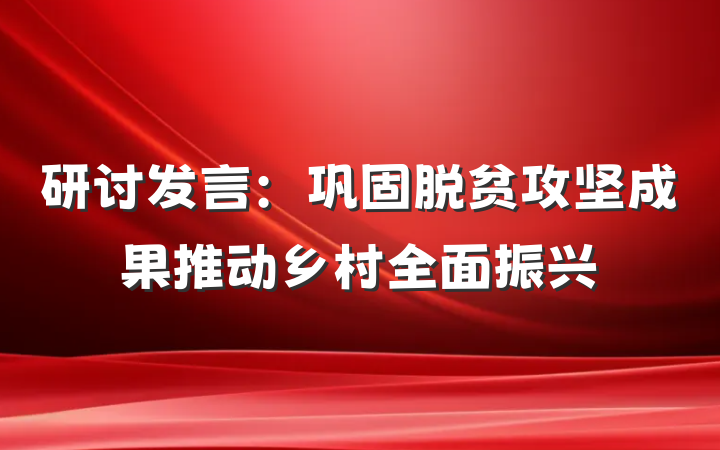 研讨发言：巩固脱贫攻坚成果推动乡村全面振兴