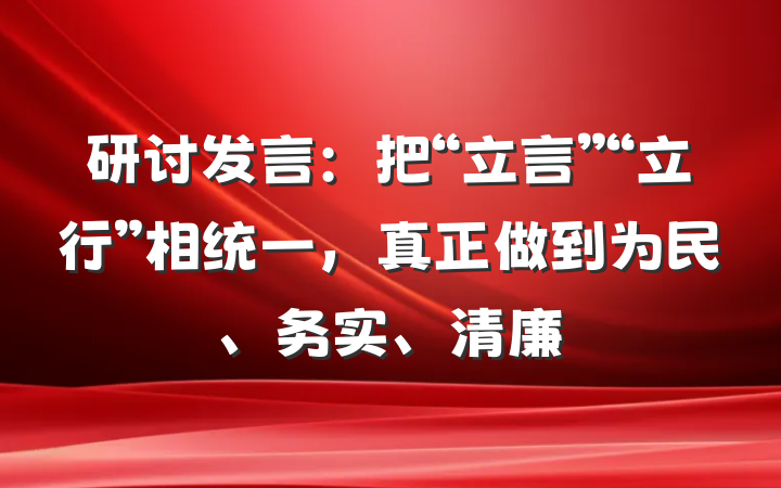 研讨发言：把“立言”“立行”相统一，真正做到为民、务实、清廉