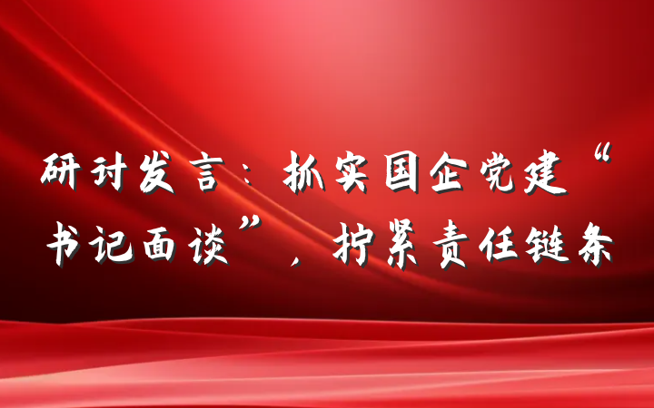研讨发言：抓实国企党建“书记面谈”，拧紧责任链条