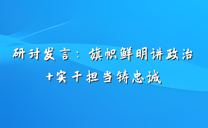 研讨发言：旗帜鲜明讲政治 实干担当铸忠诚