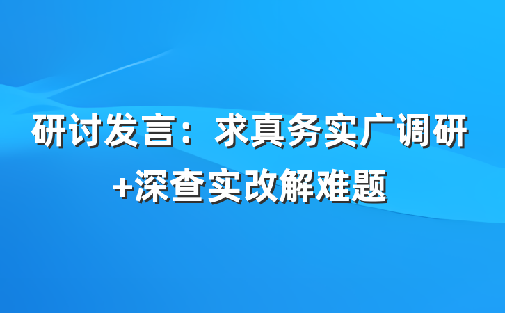 研讨发言：求真务实广调研 深查实改解难题