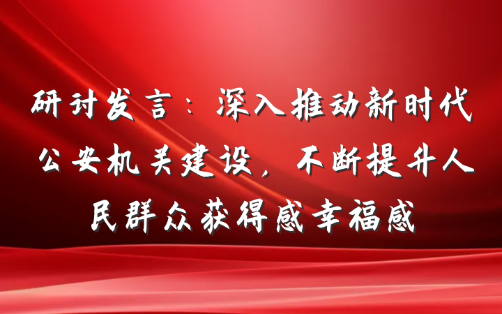 研讨发言：深入推动新时代公安机关建设，不断提升人民群众获得感幸福感