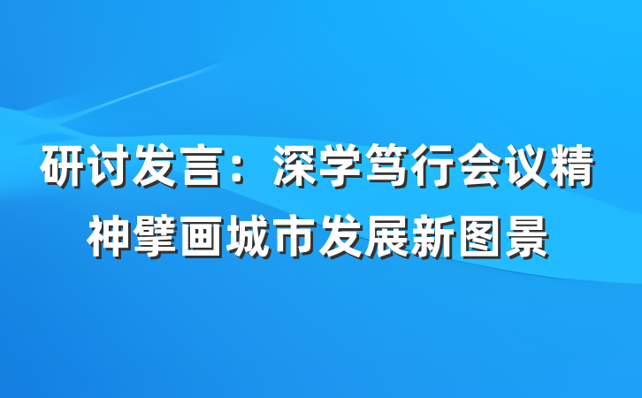 研讨发言：深学笃行会议精神擘画城市发展新图景
