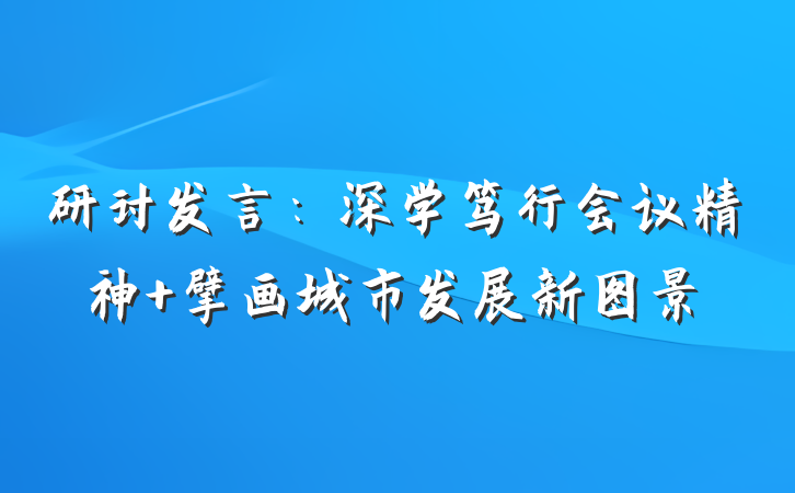 研讨发言：深学笃行会议精神 擘画城市发展新图景