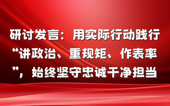 研讨发言：用实际行动践行“讲政治、重规矩、作表率”，始终坚守忠诚干净担当