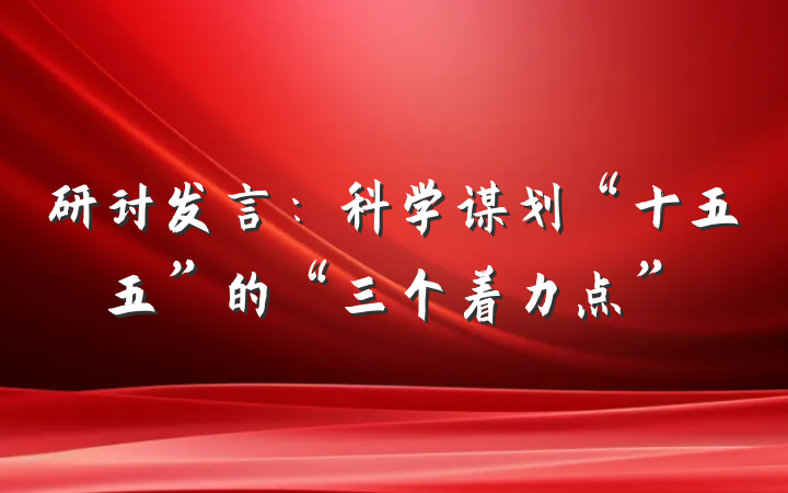 研讨发言：科学谋划“十五五”的“三个着力点”