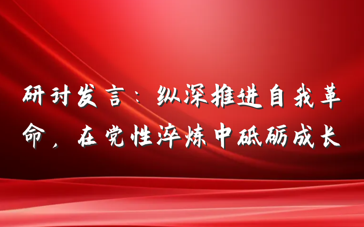 研讨发言：纵深推进自我革命，在党性淬炼中砥砺成长