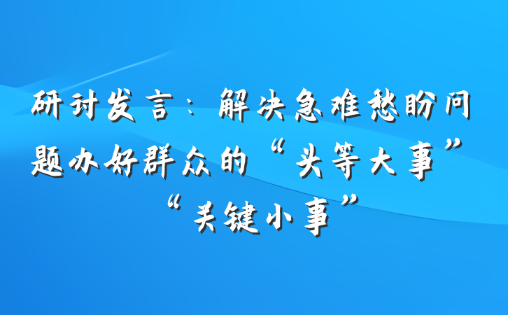 研讨发言：解决急难愁盼问题办好群众的“头等大事”“关键小事”
