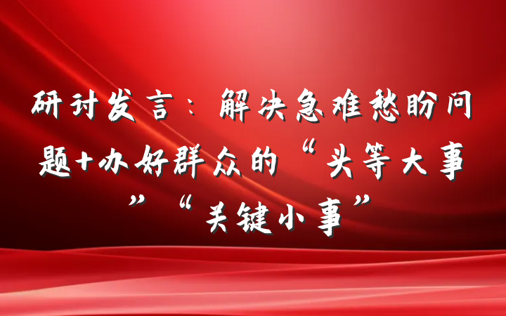 研讨发言：解决急难愁盼问题 办好群众的“头等大事”“关键小事”