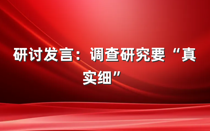 研讨发言：调查研究要“真实细”