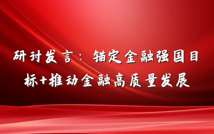 研讨发言：锚定金融强国目标 推动金融高质量发展