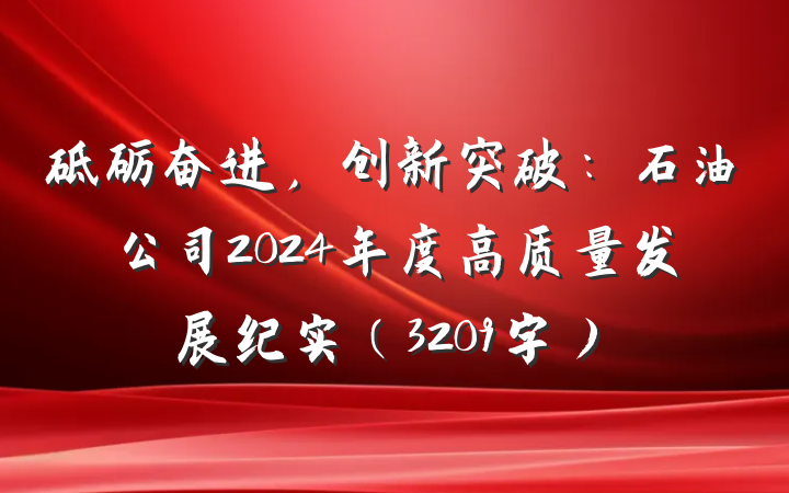 砥砺奋进，创新突破：石油公司2024年度高质量发展纪实（3209字）