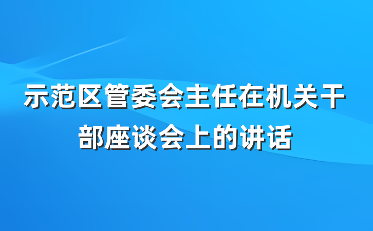 示范区管委会主任在机关干部座谈会上的讲话