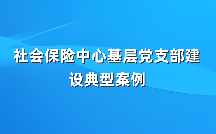 社会保险中心基层党支部建设典型案例