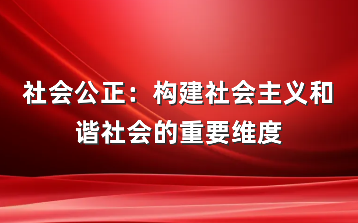 社会公正：构建社会主义和谐社会的重要维度