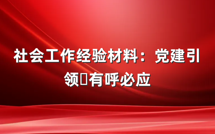 社会工作经验材料:党建引领 有呼必应