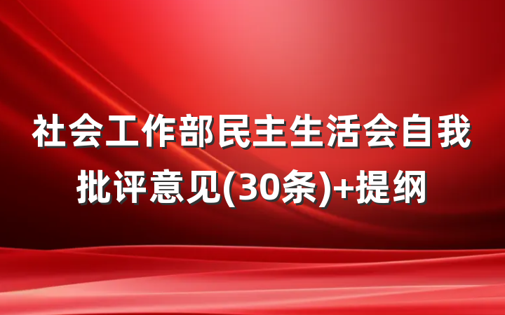 社会工作部民主生活会自我批评意见(30条) 提纲