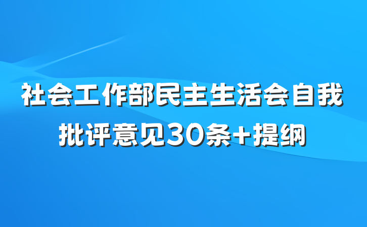社会工作部民主生活会自我批评意见30条 提纲