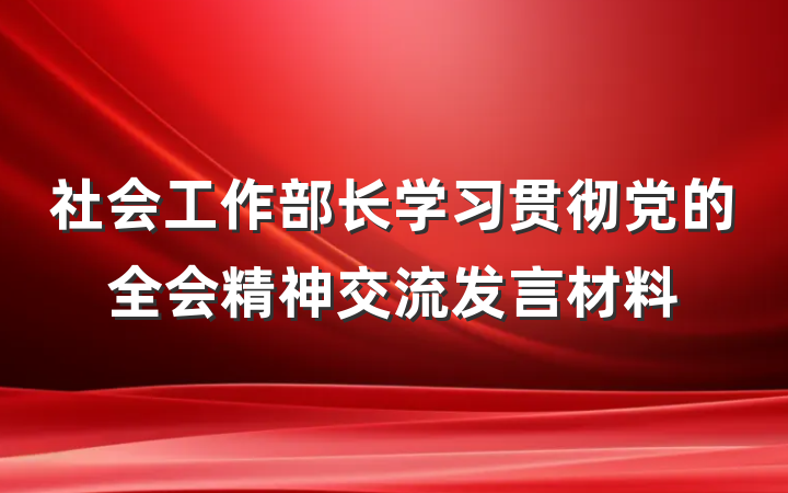 社会工作部长学习贯彻党的全会精神交流发言材料