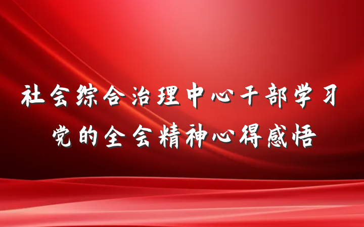 社会综合治理中心干部学习党的全会精神心得感悟
