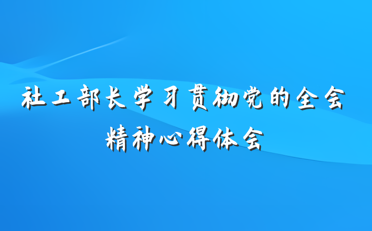 社工部长学习贯彻党的全会精神心得体会