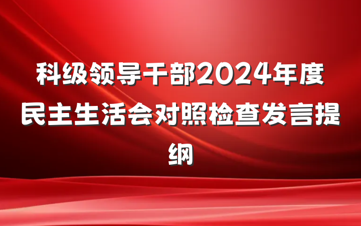 科级领导干部2024年度民主生活会对照检查发言提纲