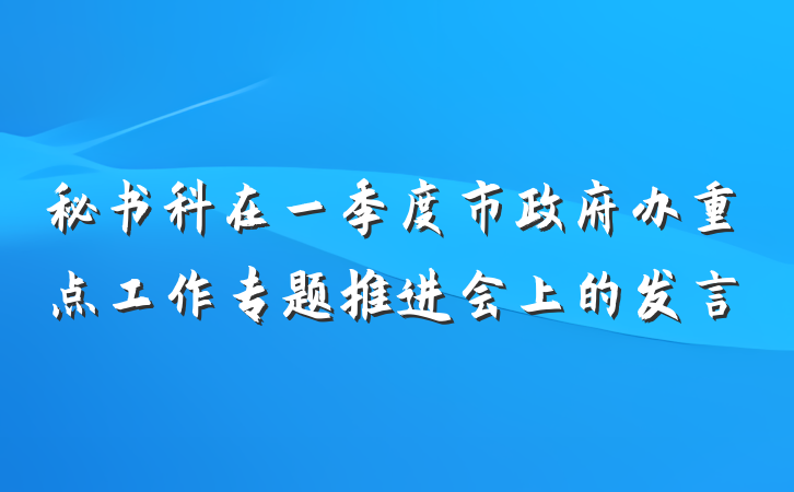 秘书科在一季度市政府办重点工作专题推进会上的发言