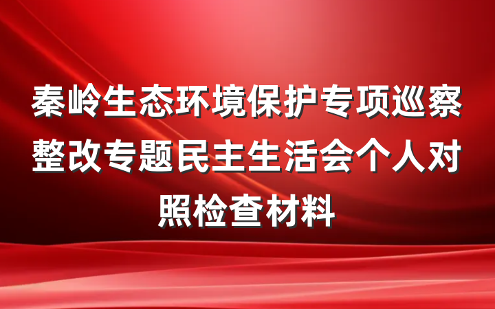 秦岭生态环境保护专项巡察整改专题民主生活会个人对照检查材料