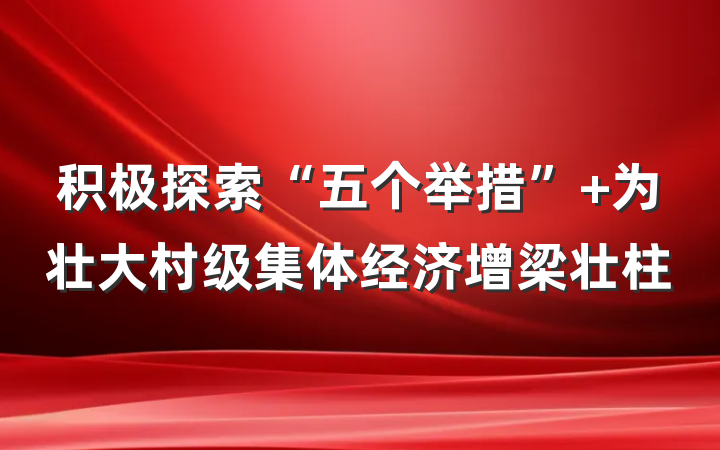 积极探索“五个举措” 为壮大村级集体经济增梁壮柱