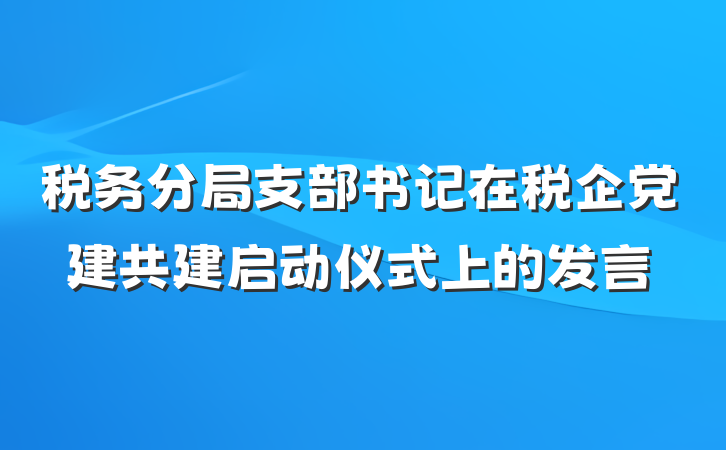 税务分局支部书记在税企党建共建启动仪式上的发言